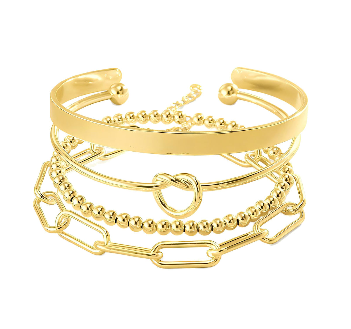 Reoxvo Gold Bangle Cuff Bracelets for Women Trendy Gold Plated Tennis Bracelet Stack for Women Non Tarnish Fashion Jewelry Accessories Set