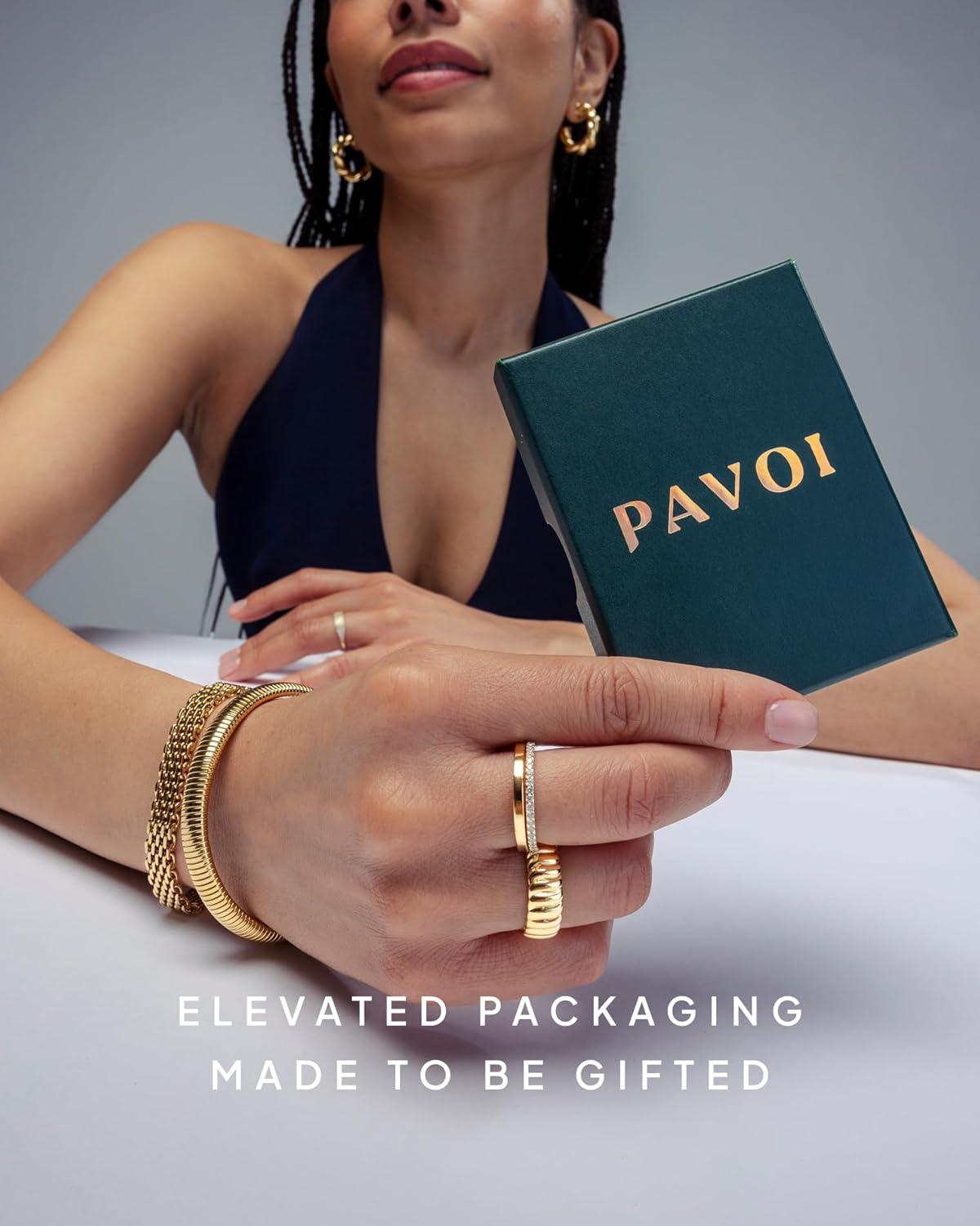 PAVOI 14K Gold Plated Station Necklace - Simulated Diamond Layering Necklaces - Womens CZ Chain