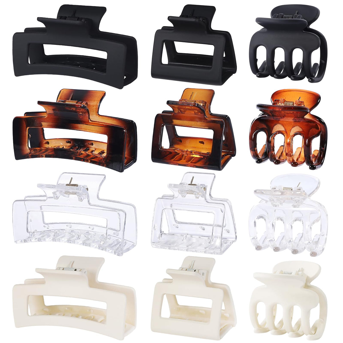 SMKSL 12 Pcs Hair Claw Clips for Women & Grils 3 Styles Small Medium Large | for Thin Thick Curly Hair, Strong Hold & Non-Slip, Stylish Matte Hair Accessories, Ideal Gifts for Women & Grils (Brown)