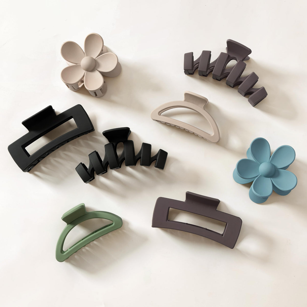 8PCS Hair Clips for Women, Flower Claw Clips for Thick Hair, Non-Slip Hair Accessories with Multi-Styles, Neutral Colors Hair Claw Clips and Variety Pack, Ideal for Girls