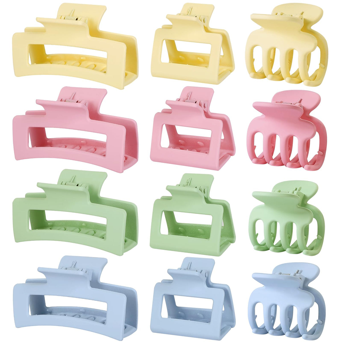 SMKSL 12 Pcs Hair Claw Clips for Women & Grils 3 Styles Small Medium Large | for Thin Thick Curly Hair, Strong Hold & Non-Slip, Stylish Matte Hair Accessories, Ideal Gifts for Women & Grils (Brown)