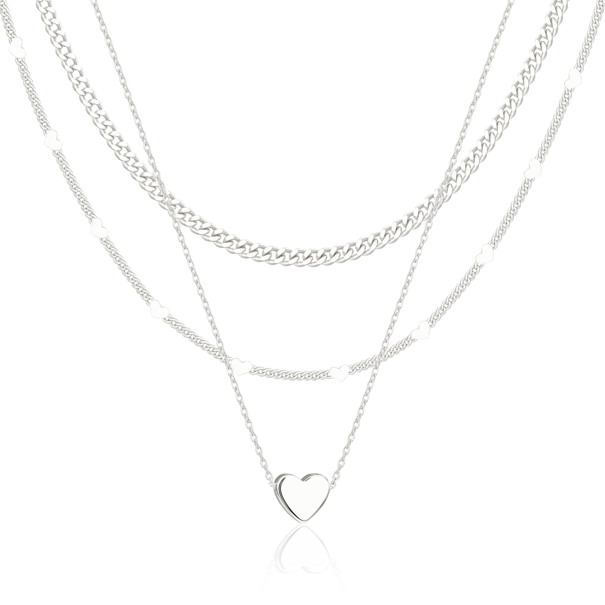 WomenGifts Layered Gold Necklaces for Women, 14K Gold Sterling Silver Plated Dainty Pendant Necklace Set Non Tarnish, Chunky Stackable Cuban Chain Choker, Trendy Birthstone Vacation Jewelry Gift