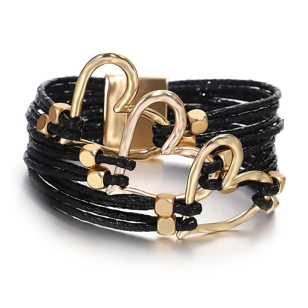 Fesciory Leather Wrap Bracelets for Women, Boho Leopard Multi-Layer Crystal Beads Cuff Bracelet Jewelry