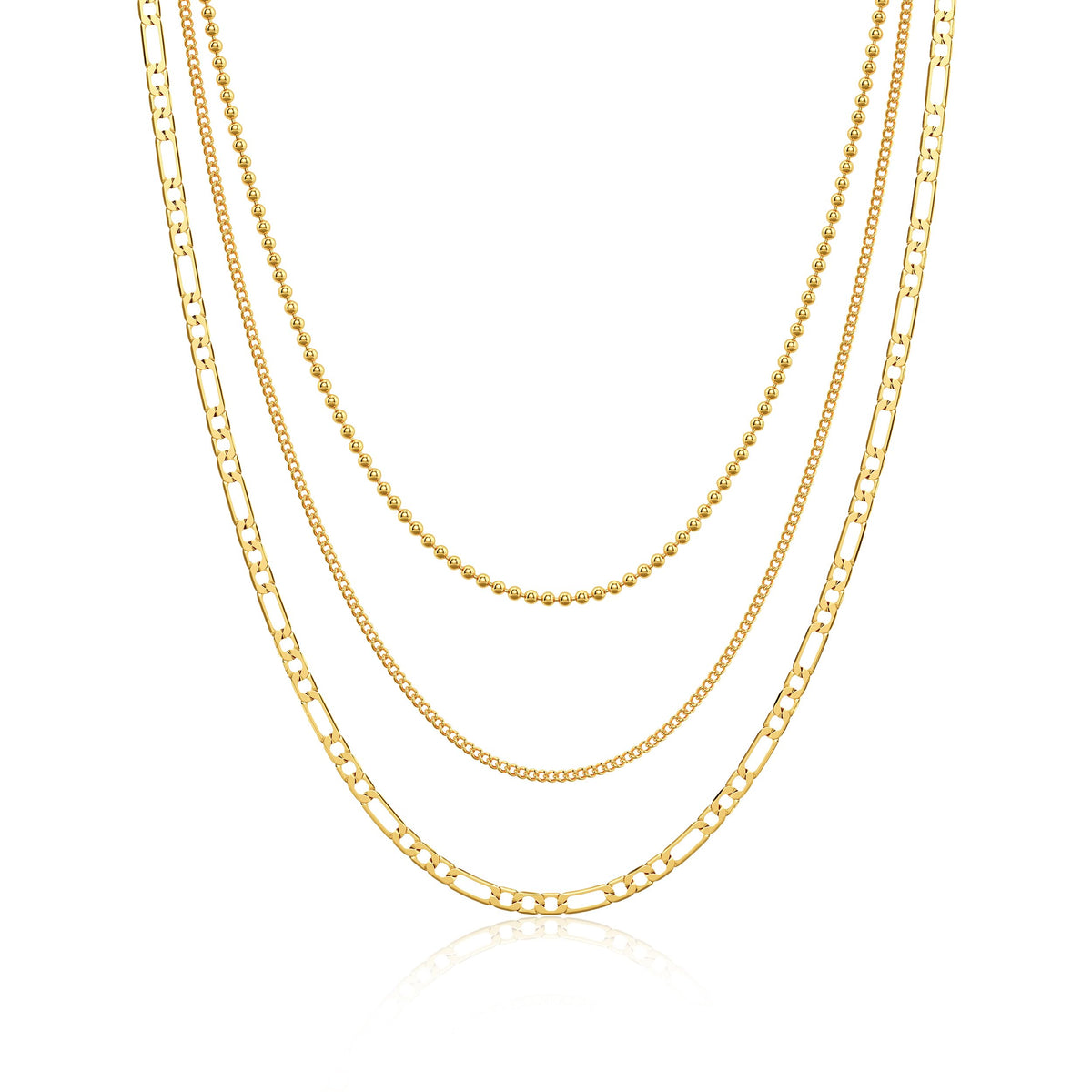 Tewiky Layered Necklaces for Women Non Tarnish- Chunky 14k Gold Plated Herringbone/Snake/Rope/Box/Cuban Link Chain for Women Waterproof Layering Stack Choker Necklace Trendy Dainty Tarnish Free Jewelry Set