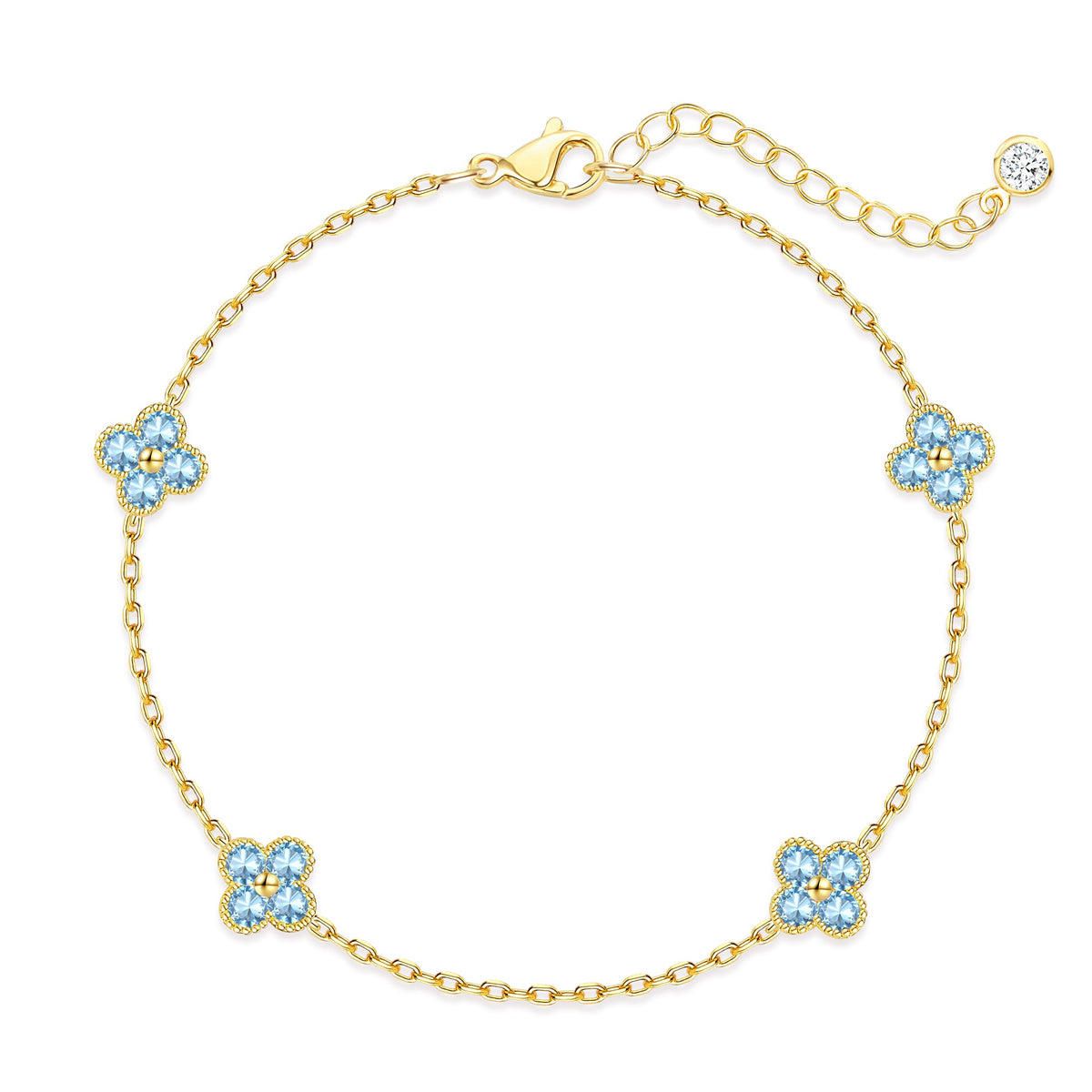 Birthstone Gold Clover Bracelet Dainty 14K Gold Plated Cute Friendship Stackable Bracelets for Women No Tarnish Trendy Charm Best Friend Bracelet Stack for Birthday Jewelry