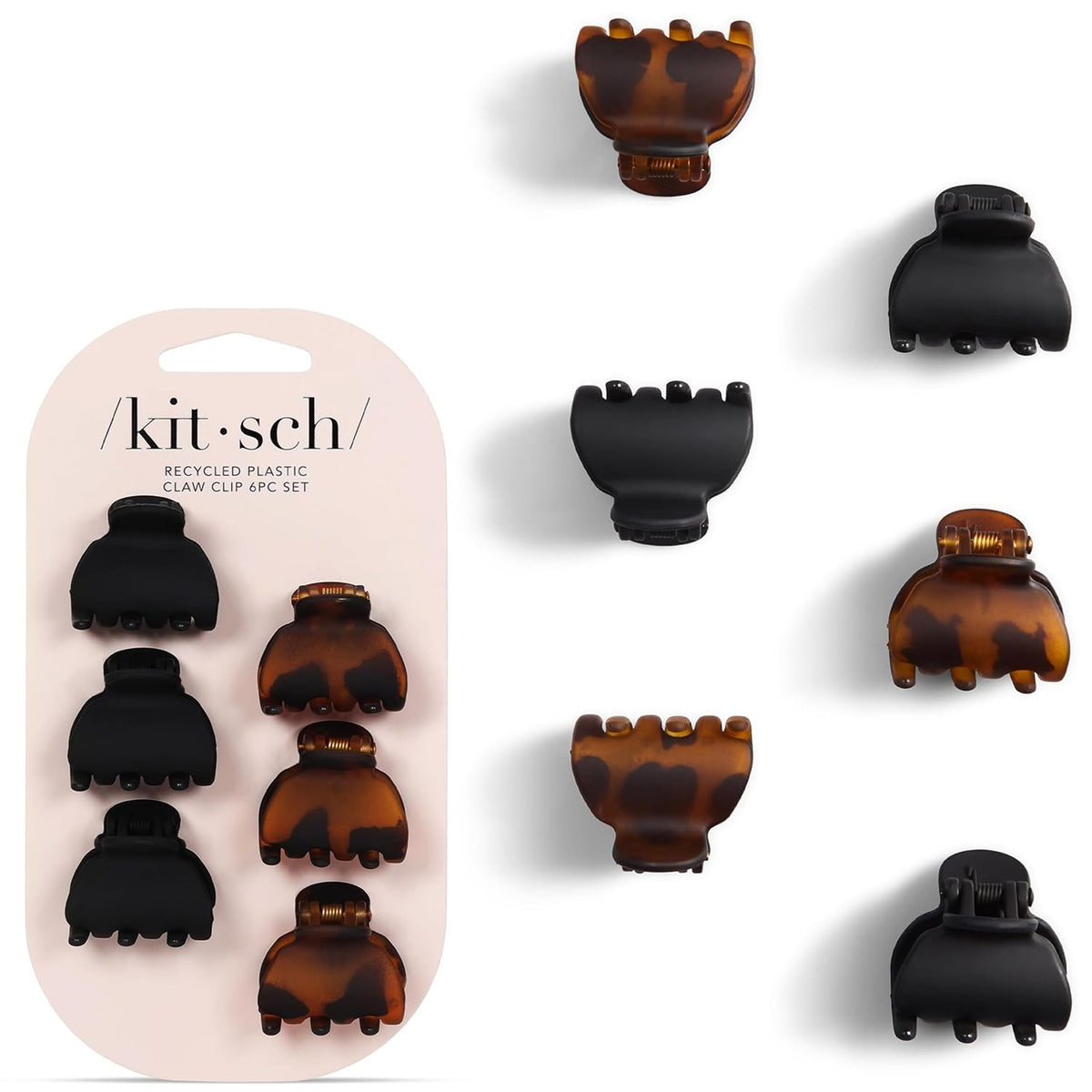 Kitsch Mini Claw Clips for Women - Stylish Small Hair Clips for Kids | Stays In Place Without Pulling or Snagging | Durable & Sturdy Plastic - Tortoise & Black, 16 Pcs