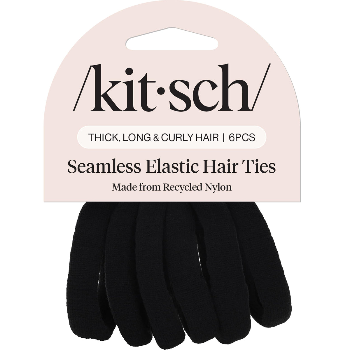 Kitsch Nylon Hair Ties No Damage - Stretchable Hair Bands for Strong All-Day Hold, Ponytail Holders | Hair Accessories for Girls - Black, 12 Pcs