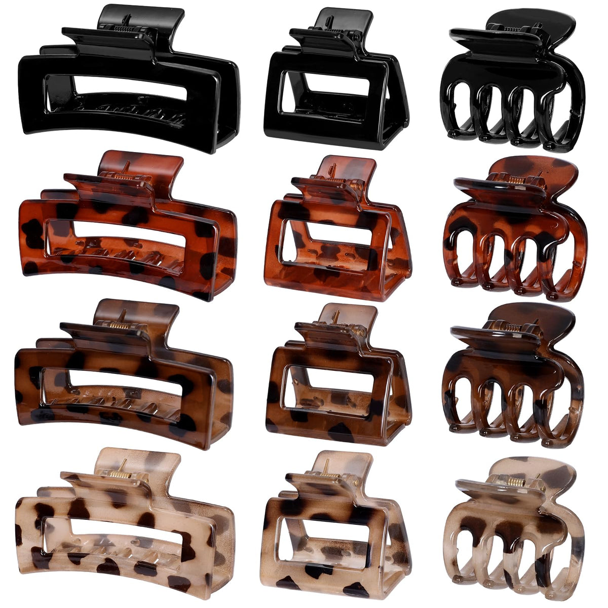SMKSL 12 Pcs Hair Claw Clips for Women & Grils 3 Styles Small Medium Large | for Thin Thick Curly Hair, Strong Hold & Non-Slip, Stylish Matte Hair Accessories, Ideal Gifts for Women & Grils (Brown)