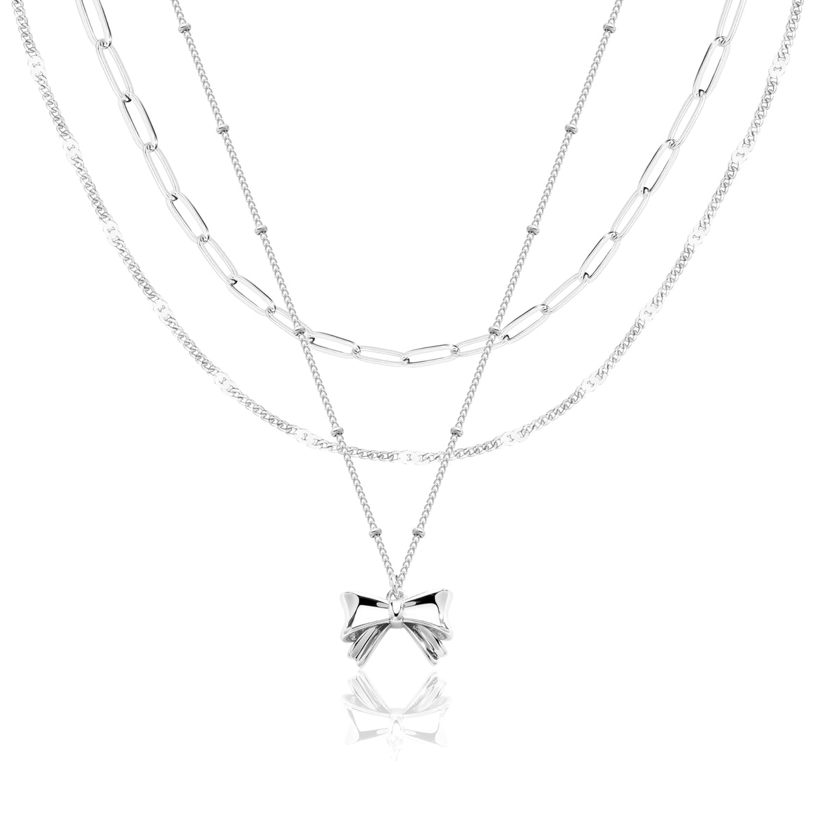 Poxtex Layered Gold Necklaces for Women, Stackable Dainty 14K Gold Silver Plated Trendy Simple Heart Diamond Cross Bow Circle Pendant Paperclip Choker Dot Chain Necklace,Jewelry Set Gifts for Women