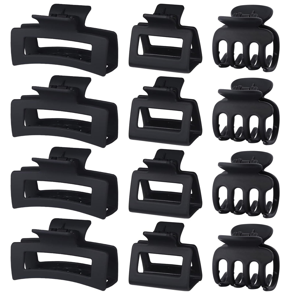 SMKSL 12 Pcs Hair Claw Clips for Women & Grils 3 Styles Small Medium Large | for Thin Thick Curly Hair, Strong Hold & Non-Slip, Stylish Matte Hair Accessories, Ideal Gifts for Women & Grils (Brown)