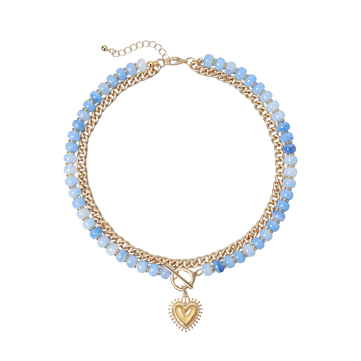 Layered Necklaces for Women, 14K Gold Plated Heart Pendant & Colorful Acrylic Beaded Choker, Cute Trendy Jewelry, Anti-Tangle Single Clasp Design, Summer Beach Boho Necklace for Women