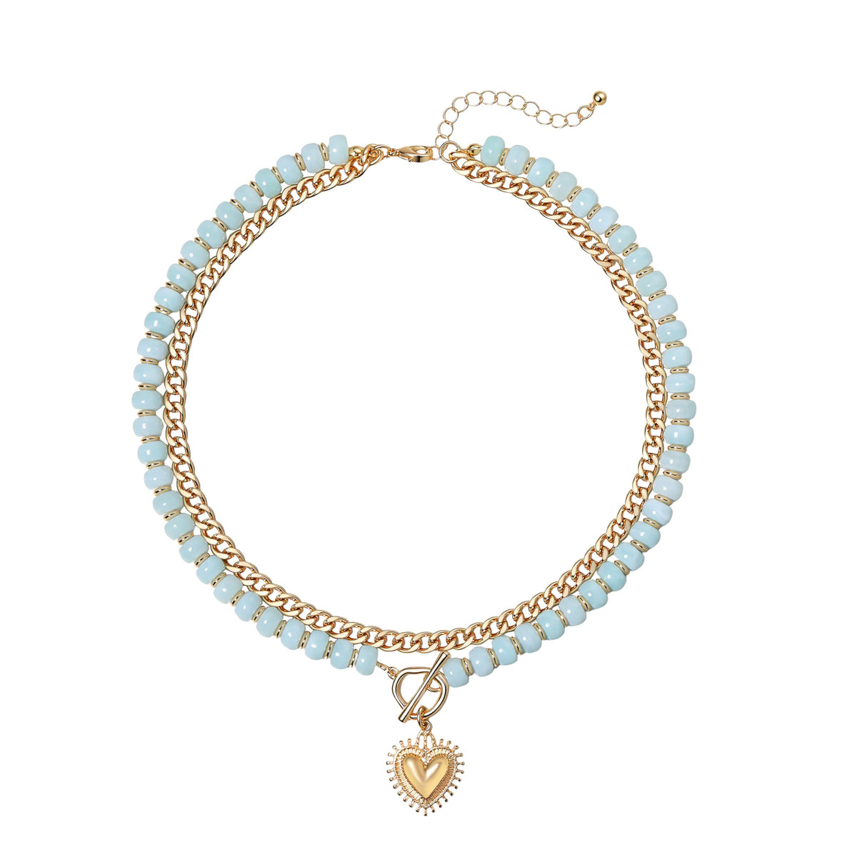 Layered Necklaces for Women, 14K Gold Plated Heart Pendant & Colorful Acrylic Beaded Choker, Cute Trendy Jewelry, Anti-Tangle Single Clasp Design, Summer Beach Boho Necklace for Women