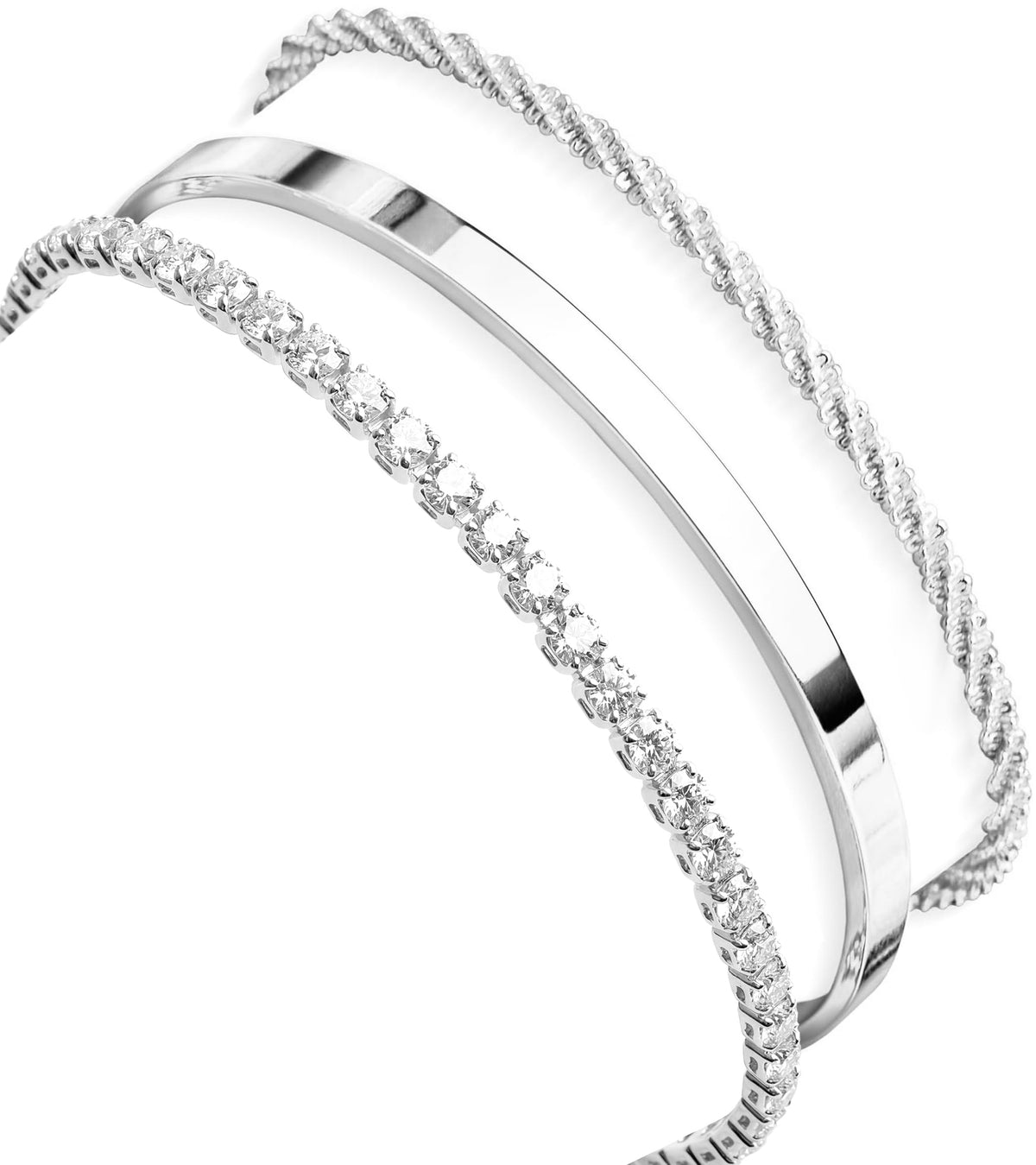925 Sterling Silver Bracelets for Women Stack, Trendy Tennis Bangle Cuff Jewelry Set 14K Gold Plated, Adjustable Bracelet Set for Wrist Essentials, Women Fashion Watch Band Acecessories