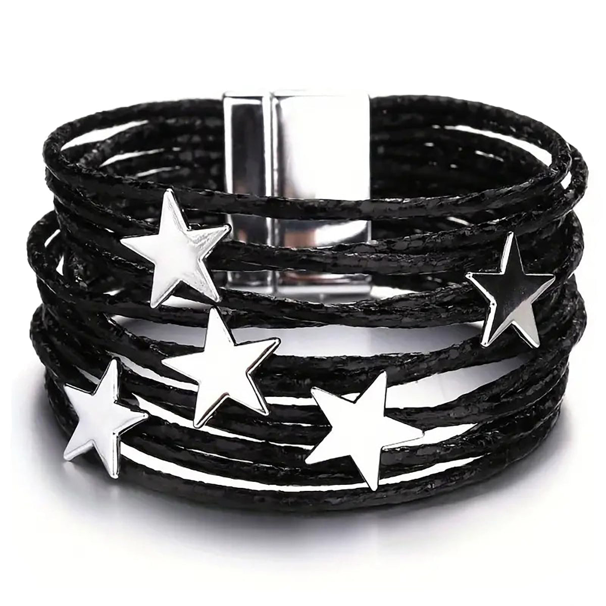 Fesciory Leather Wrap Bracelets for Women, Boho Leopard Multi-Layer Crystal Beads Cuff Bracelet Jewelry