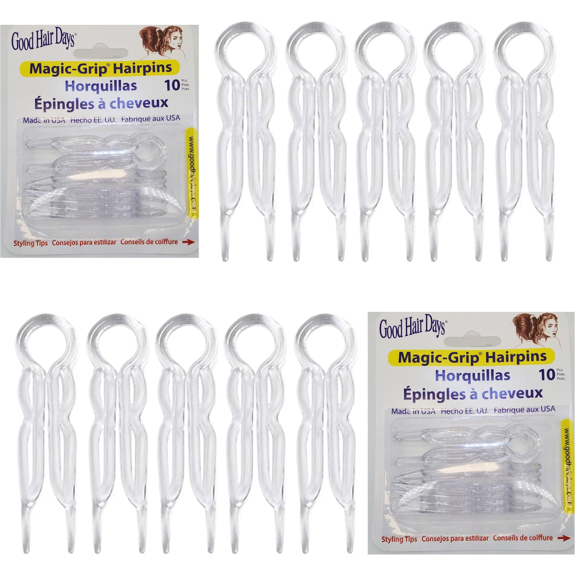 Magic-Grip Hair Pins Set of 10 by Good Hair Days Color: Shell