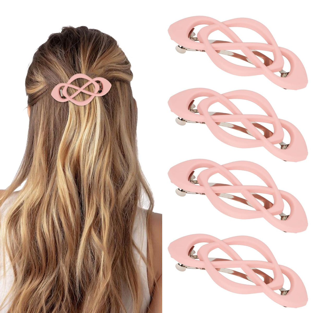 Vintage French Barrette Clips - 4 Pack Hair Accessories for Women & Girls, Thick to Thin Hair