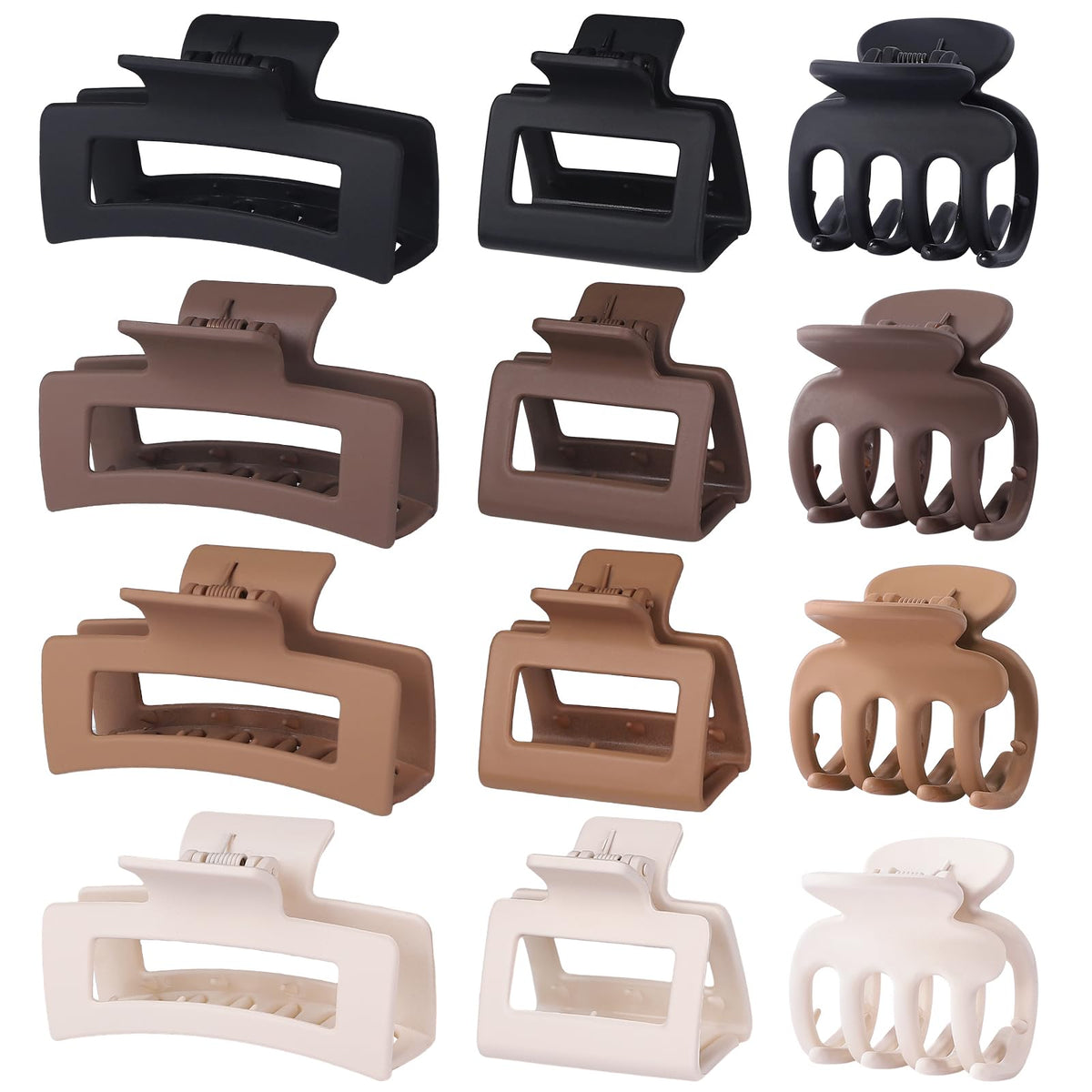 SMKSL 12 Pcs Hair Claw Clips for Women & Grils 3 Styles Small Medium Large | for Thin Thick Curly Hair, Strong Hold & Non-Slip, Stylish Matte Hair Accessories, Ideal Gifts for Women & Grils (Brown)