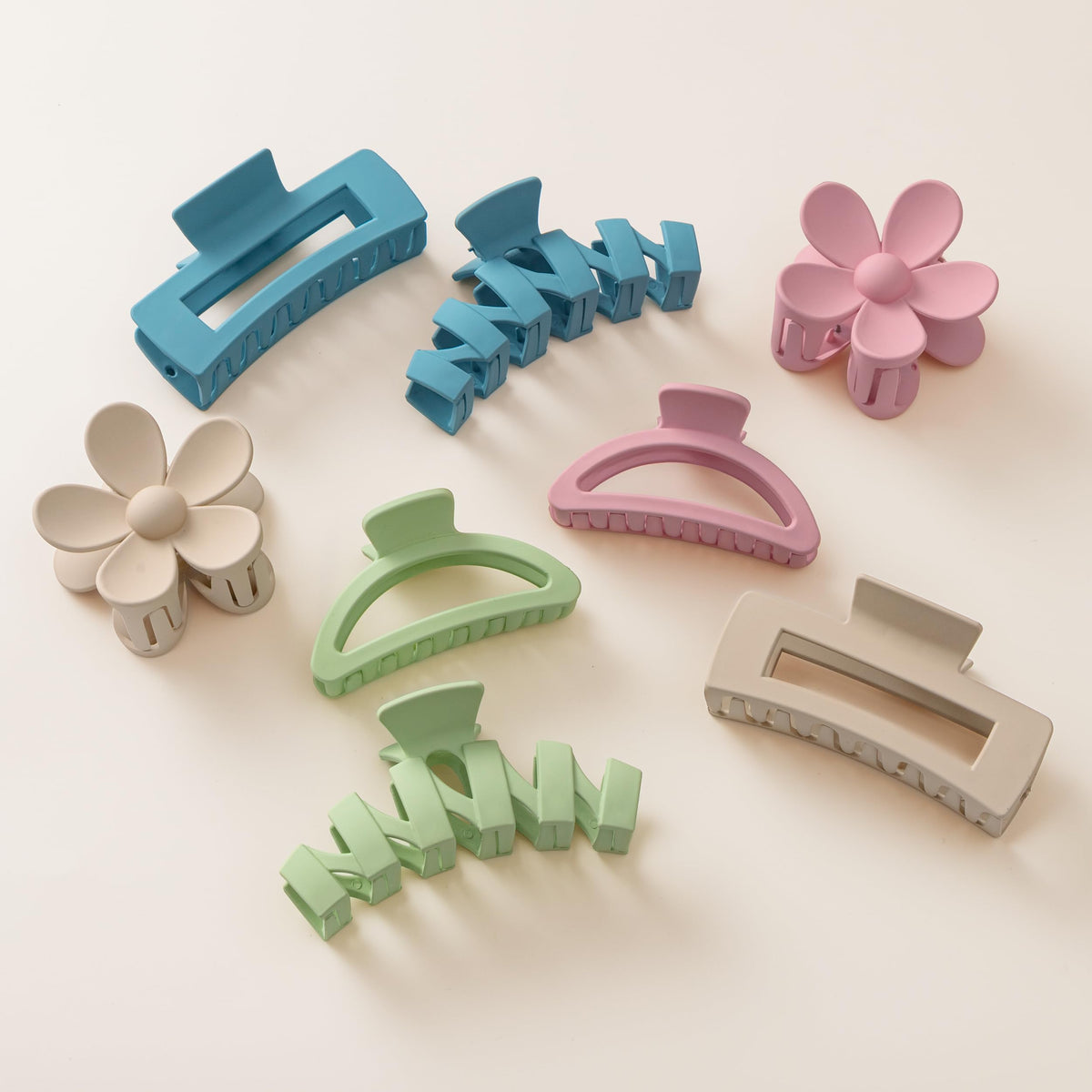8PCS Hair Clips for Women, Flower Claw Clips for Thick Hair, Non-Slip Hair Accessories with Multi-Styles, Neutral Colors Hair Claw Clips and Variety Pack, Ideal for Girls