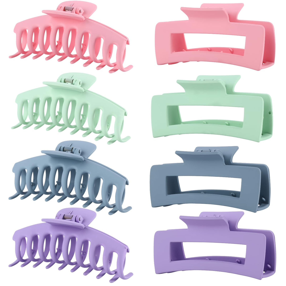 LuSeren Hair Clips for Women 4.3 Inch Large Hair Claw Clips for Women Thin Thick Curly Hair, Big Matte Banana Clips,Strong Hold jaw clips,Neutral Colors