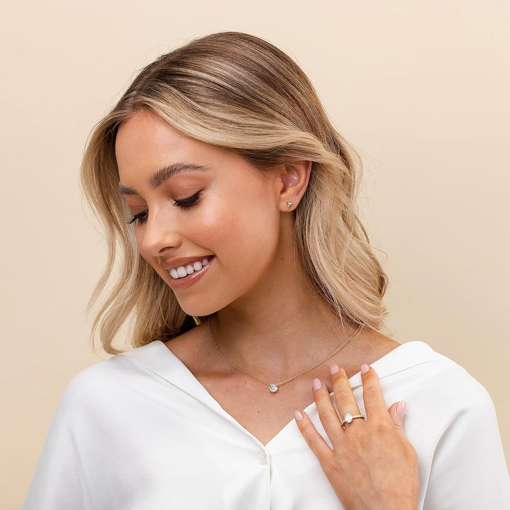 PAVOI 14K Gold Plated Crystal Solitaire 1.5 Carat (7.3mm) Cubic Zirconia Dainty Choker Necklace | Gold Necklaces for Women