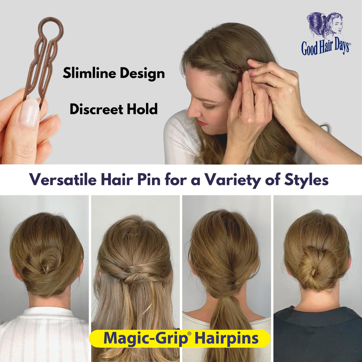 Magic-Grip Hair Pins Set of 10 by Good Hair Days Color: Shell