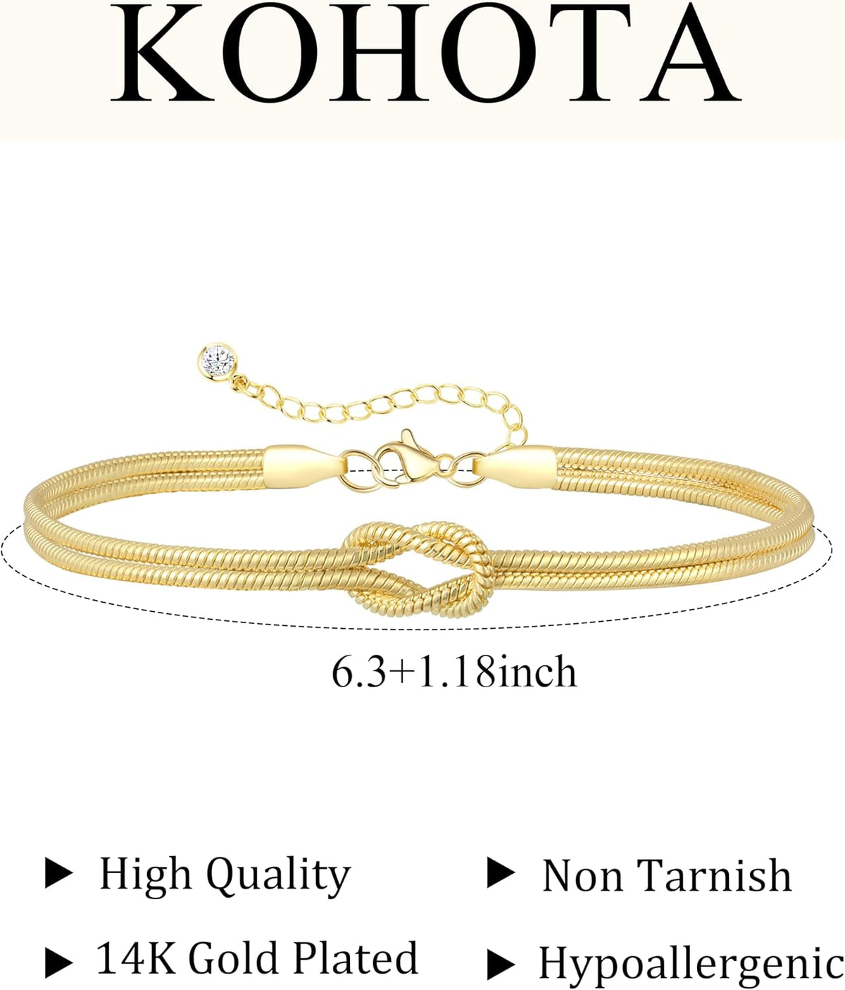 KOHOTA Silver Gold Bracelets for Women Trendy 14K Gold Plated Bracelet for Women Non Tarnish Dainty Stackable Layered Chain Heart Pearl Knot Beaded Bracelets Stack Set Charm Mothers Day Jewelry Gifts