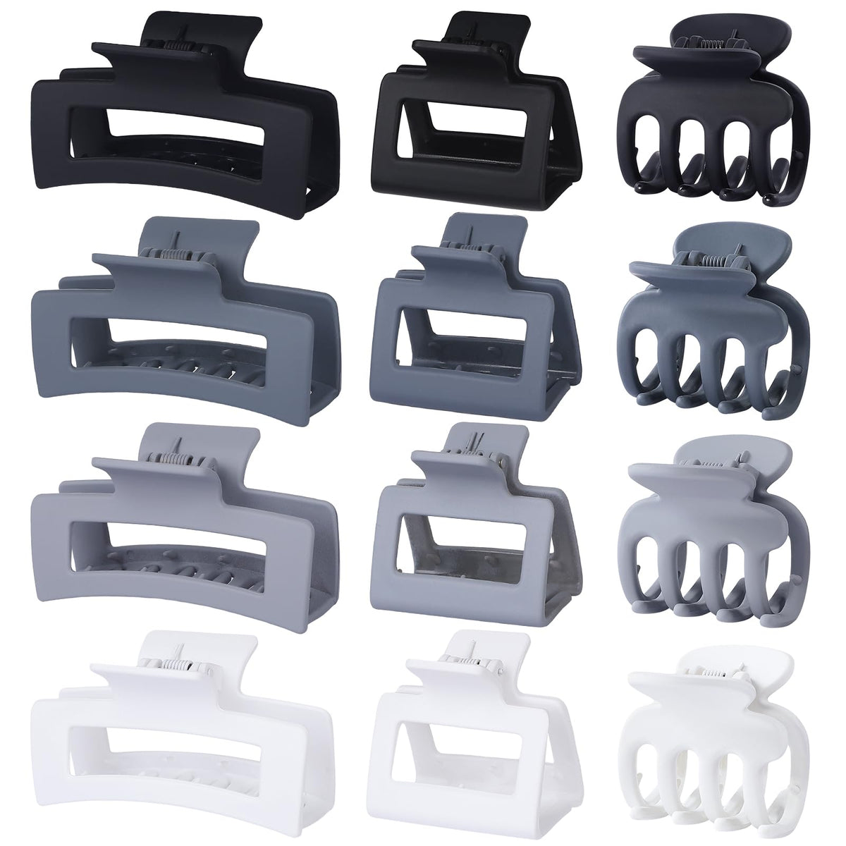 SMKSL 12 Pcs Hair Claw Clips for Women & Grils 3 Styles Small Medium Large | for Thin Thick Curly Hair, Strong Hold & Non-Slip, Stylish Matte Hair Accessories, Ideal Gifts for Women & Grils (Brown)