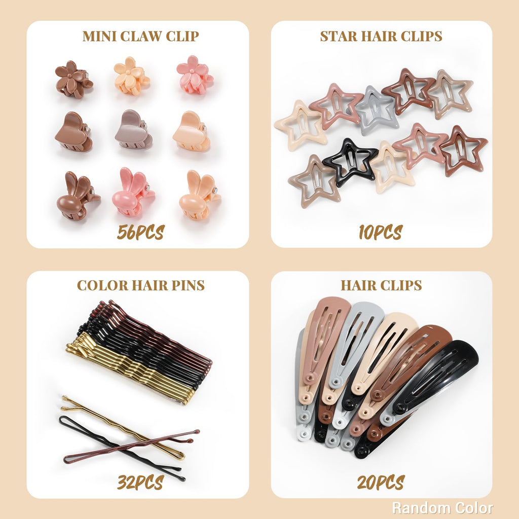 IKOCO 822PCS Hair Accessories for Girls, Elastic Hair Ties with Neutral Color Clips and Tools