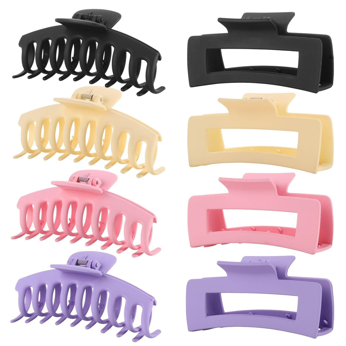 LuSeren Hair Clips for Women 4.3 Inch Large Hair Claw Clips for Women Thin Thick Curly Hair, Big Matte Banana Clips,Strong Hold jaw clips,Neutral Colors