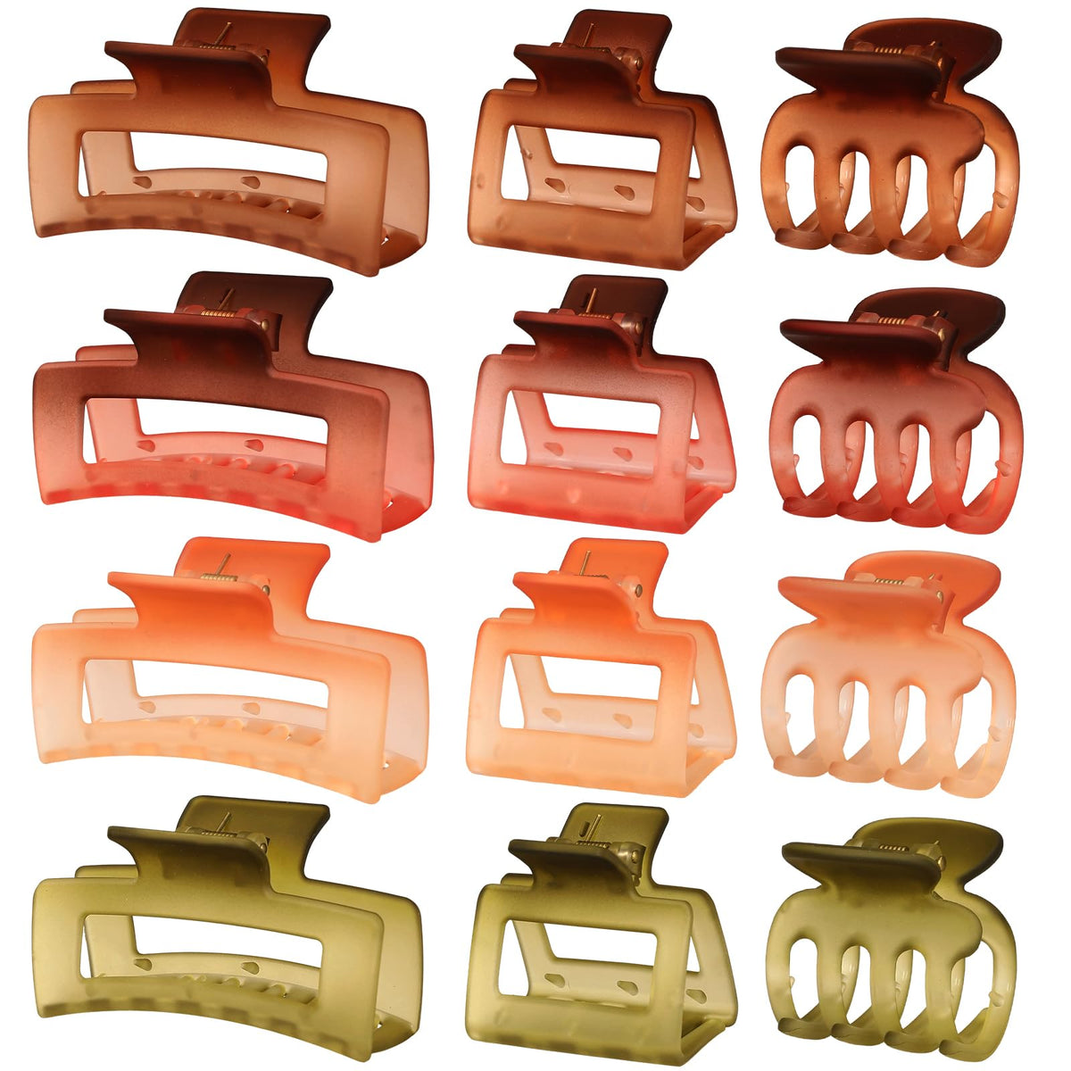 SMKSL 12 Pcs Hair Claw Clips for Women & Grils 3 Styles Small Medium Large | for Thin Thick Curly Hair, Strong Hold & Non-Slip, Stylish Matte Hair Accessories, Ideal Gifts for Women & Grils (Brown)