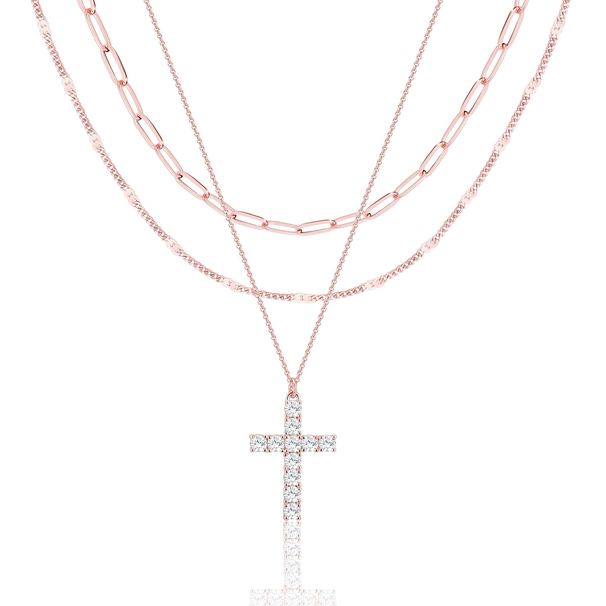 Poxtex Layered Gold Necklaces for Women, Stackable Dainty 14K Gold Silver Plated Trendy Simple Heart Diamond Cross Bow Circle Pendant Paperclip Choker Dot Chain Necklace,Jewelry Set Gifts for Women