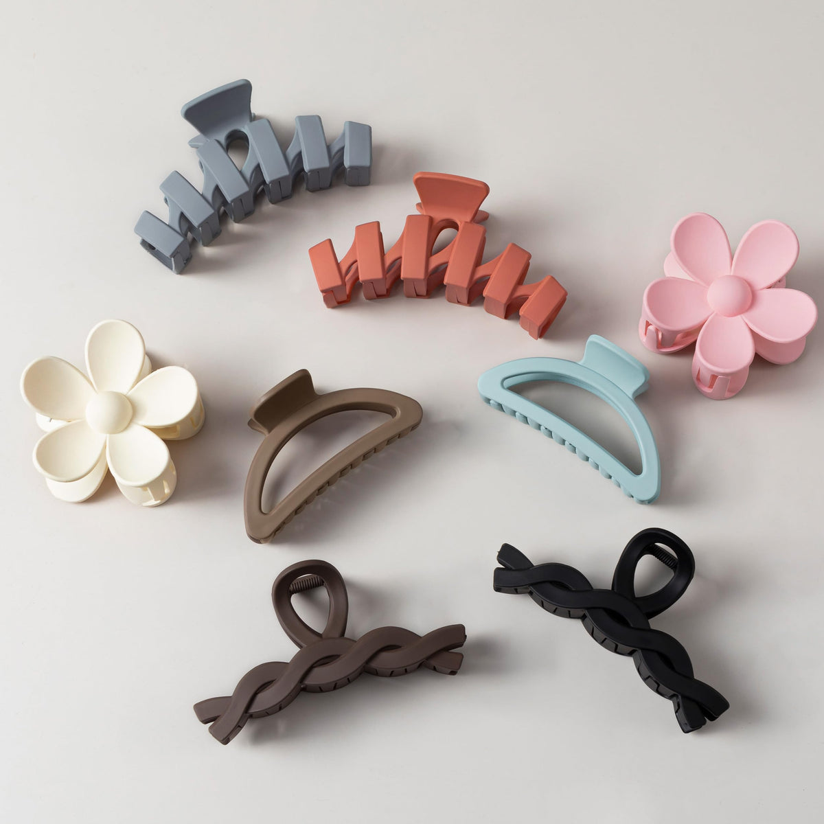 8PCS Hair Clips for Women, Flower Claw Clips for Thick Hair, Non-Slip Hair Accessories with Multi-Styles, Neutral Colors Hair Claw Clips and Variety Pack, Ideal for Girls