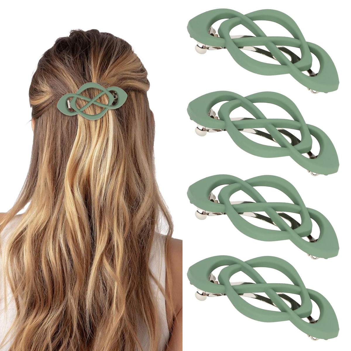 Vintage French Barrette Clips - 4 Pack Hair Accessories for Women & Girls, Thick to Thin Hair