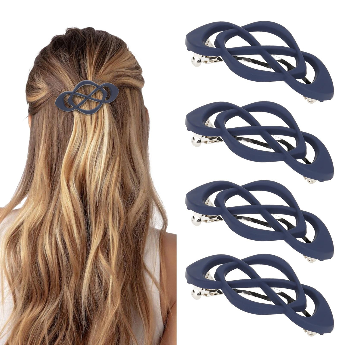 Vintage French Barrette Clips - 4 Pack Hair Accessories for Women & Girls, Thick to Thin Hair