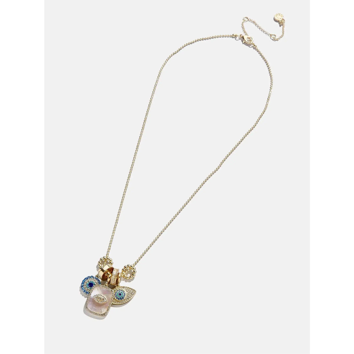 Women's Turquoise Evil Eye Gingham Charm Necklace - Female Beaded Business Jewelry with Durable Chain-Link Pendant for Daily Wear