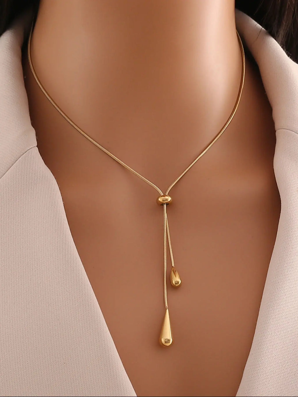 Women's Elegant Y-Shaped Necklace, Fashion Tear Drop Pendant Chain with Tassels, Long Necklace Accessory, Modern Versatile Accessories, Dangling Charms Necklace, Perfect Gift for Birthdays, Fashionable Chain Decorated