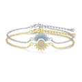 2pcs Sun Moon Bracelet Set Stackable Sparkling Gold Sun Ring & Blue Moon Bracelet for Couples Ideal Friendship Gift Versatile Stylish Accessory