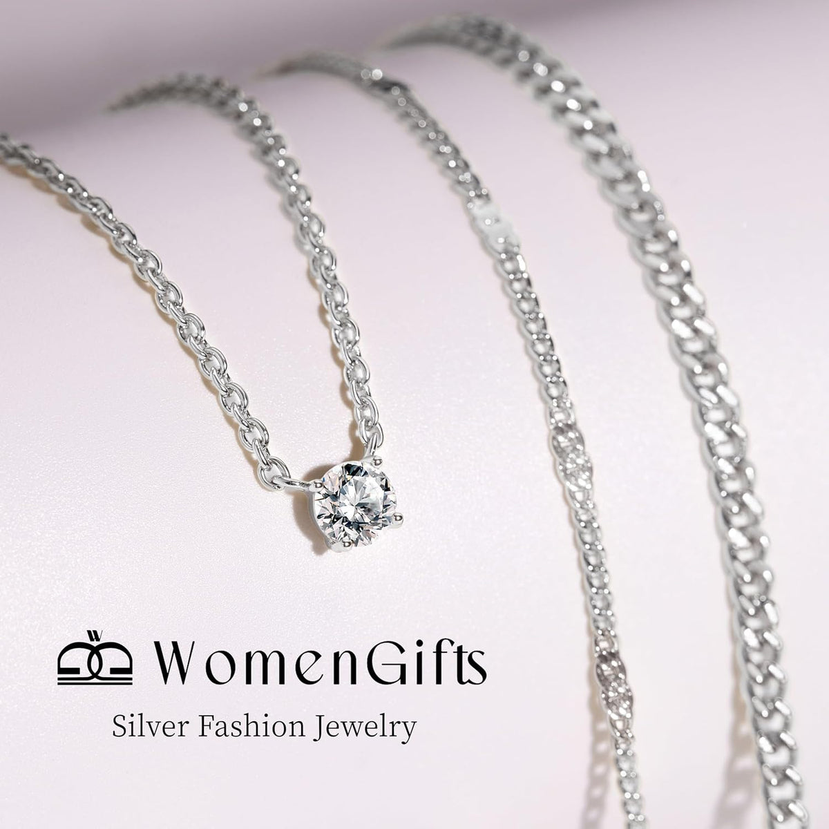 WomenGifts Layered Gold Necklaces for Women, 14K Gold Sterling Silver Plated Dainty Pendant Necklace Set Non Tarnish, Chunky Stackable Cuban Chain Choker, Trendy Birthstone Vacation Jewelry Gift