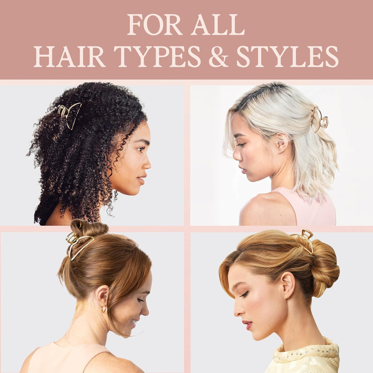 Kitsch Metal Hair Clips for Women - Durable & Elegant Metal Claw Clips, Perfect for Everyday Use & Special Occasions - Gold, 1 Pc