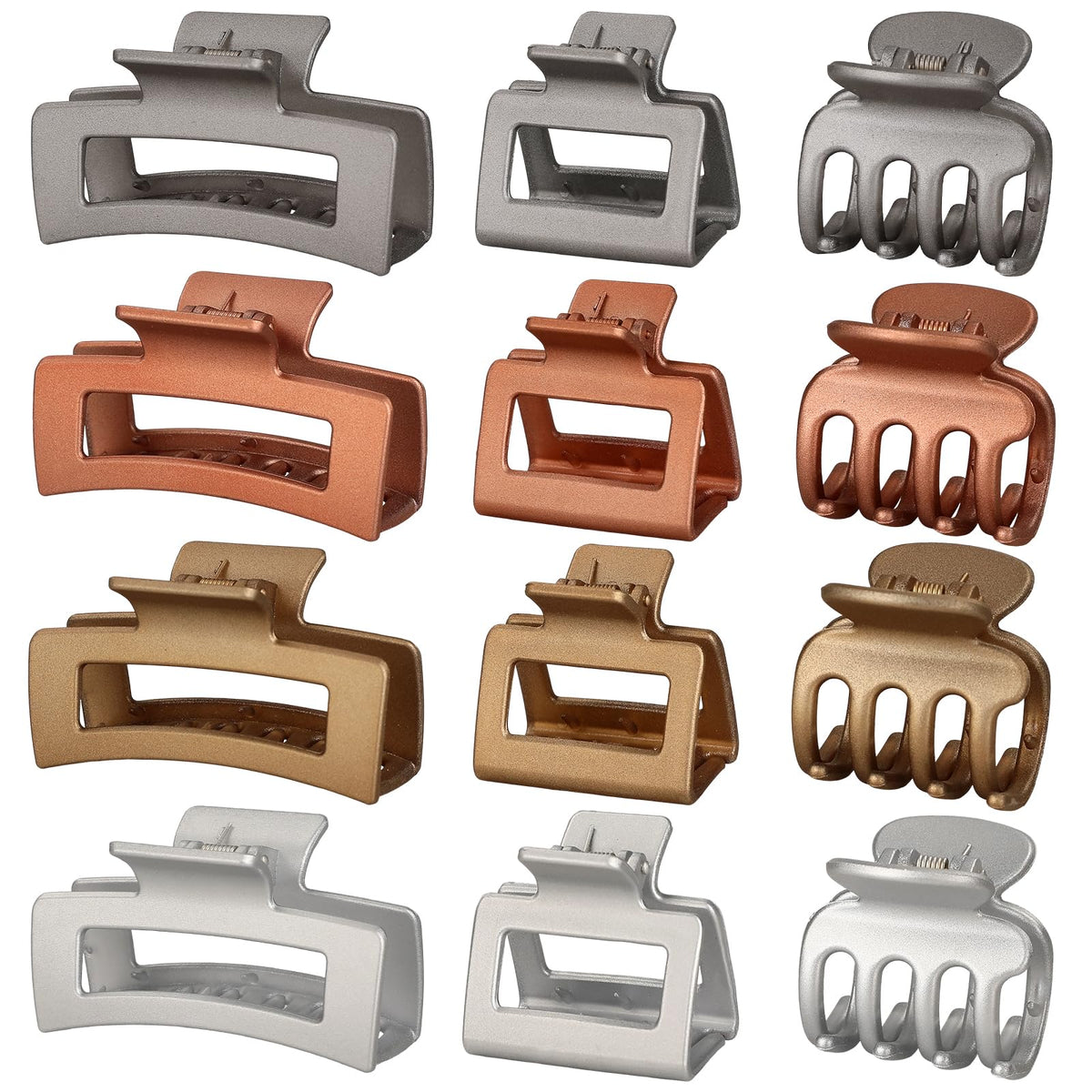 SMKSL 12 Pcs Hair Claw Clips for Women & Grils 3 Styles Small Medium Large | for Thin Thick Curly Hair, Strong Hold & Non-Slip, Stylish Matte Hair Accessories, Ideal Gifts for Women & Grils (Brown)