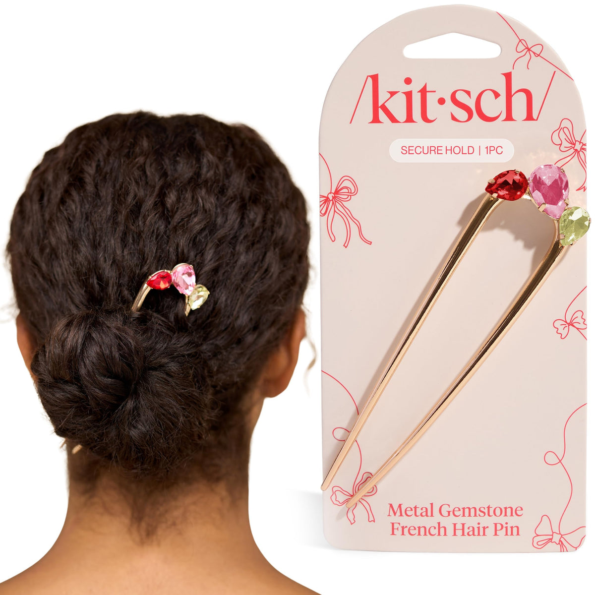 Kitsch French Hair Pins for Women – Elegant & Durable Metal French Pin for Updos, Chignon, Buns & Twist Hairstyles | Secure Hold All Day, Comfortable Fit - Gold, 1pc
