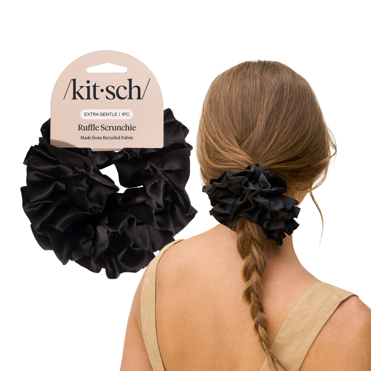 Kitsch Ultra-Petite Satin Scrunchies for Women - No Crease, Frizz-Free Sleep | Softer Than Silk Scrunchies Gentle On Hair Scrunchies for All Hair Types | Stylish Hair Accessories - Eucalyptus, 6pcs