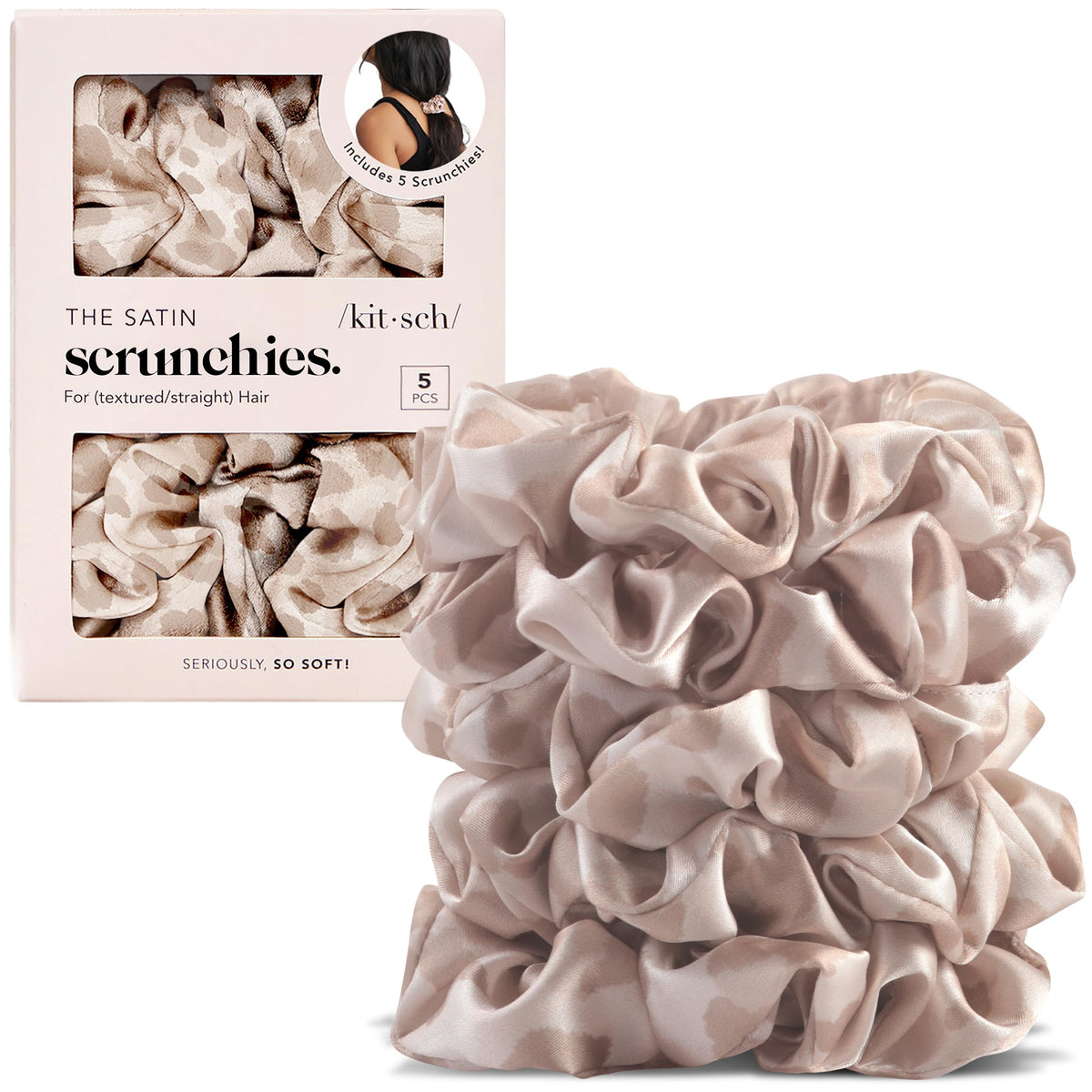 Kitsch Ultra-Petite Satin Scrunchies for Women - No Crease, Frizz-Free Sleep | Softer Than Silk Scrunchies Gentle On Hair Scrunchies for All Hair Types | Stylish Hair Accessories- Cherry Blossom, 5pcs