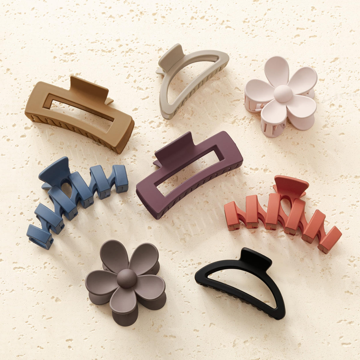 8PCS Hair Clips for Women, Flower Claw Clips for Thick Hair, Non-Slip Hair Accessories with Multi-Styles, Neutral Colors Hair Claw Clips and Variety Pack, Ideal for Girls