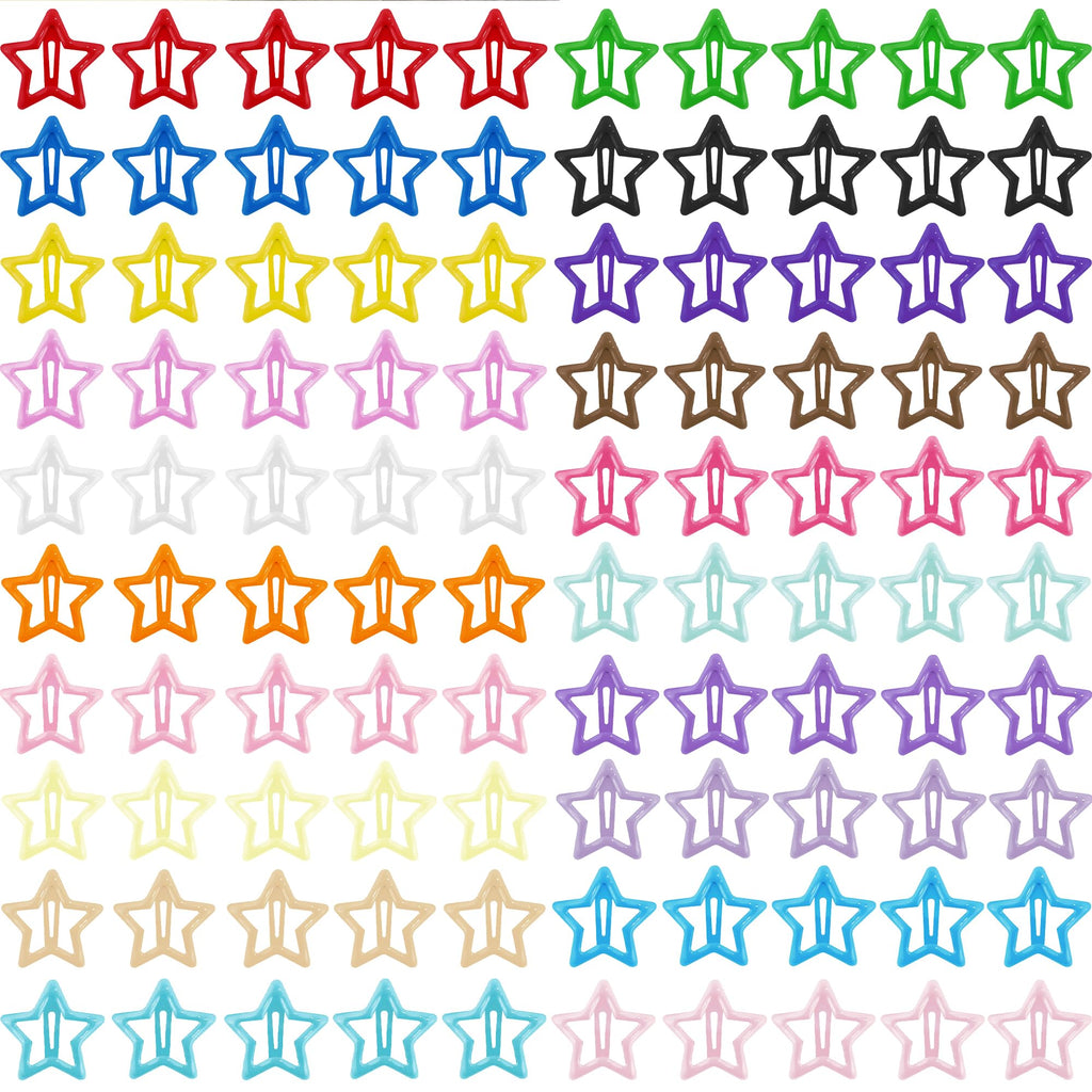 Star Hair Clips 2000s Y2K Snap Hair Barrettes Non Slip Star Hair Accessories Silver Metal Hair Clips for Girls Women -15 PCS 1.57"