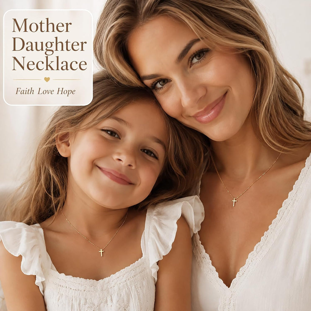 Poxtex Cross Necklace for Women Teen Girls, Dainty 14K Gold Silver Plated Cross Choker Jewelry Non Tarnish Waterproof Cute Simple Small Necklace Christian Baptism Religious Faith Jewelry Gifts