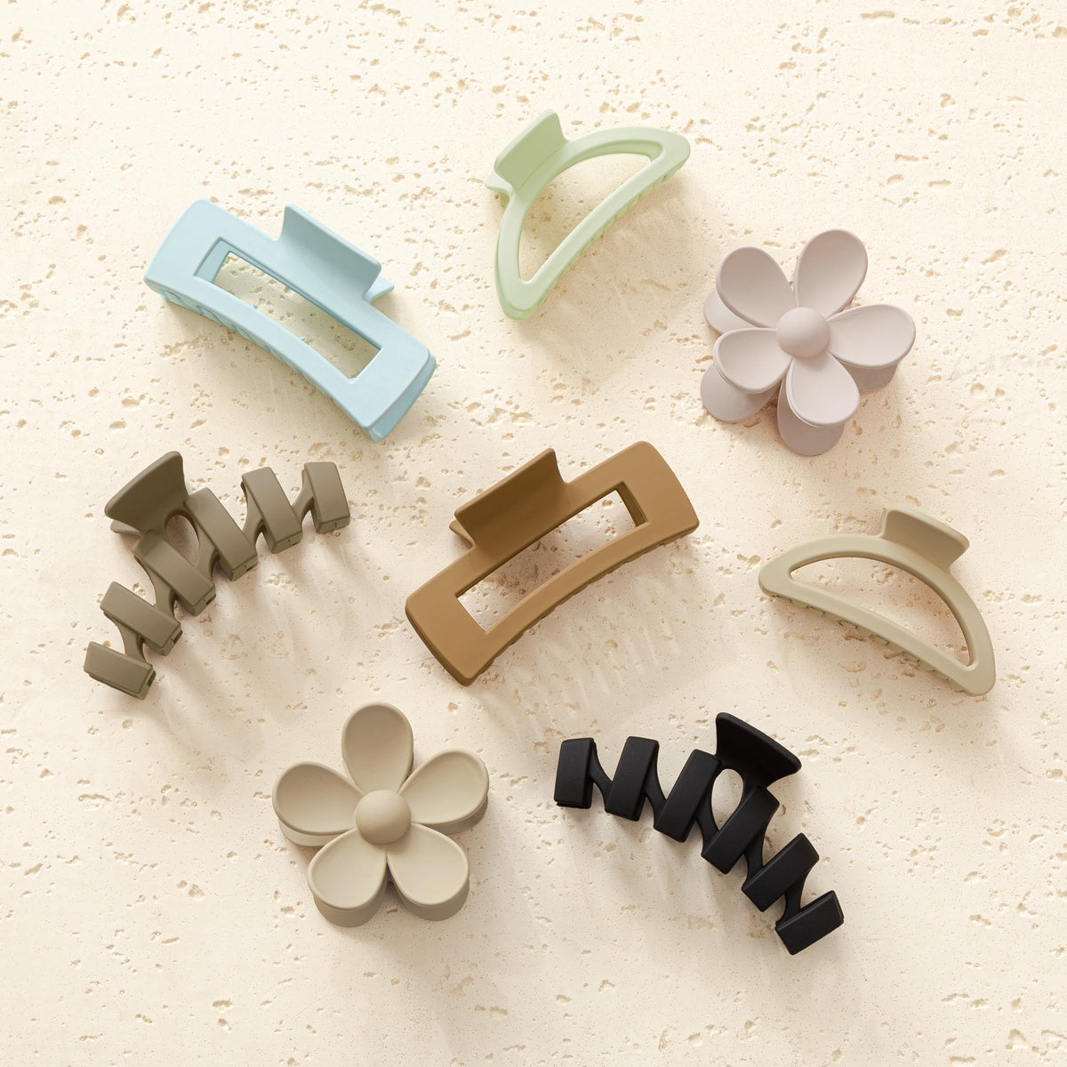 8PCS Hair Clips for Women, Flower Claw Clips for Thick Hair, Non-Slip Hair Accessories with Multi-Styles, Neutral Colors Hair Claw Clips and Variety Pack, Ideal for Girls