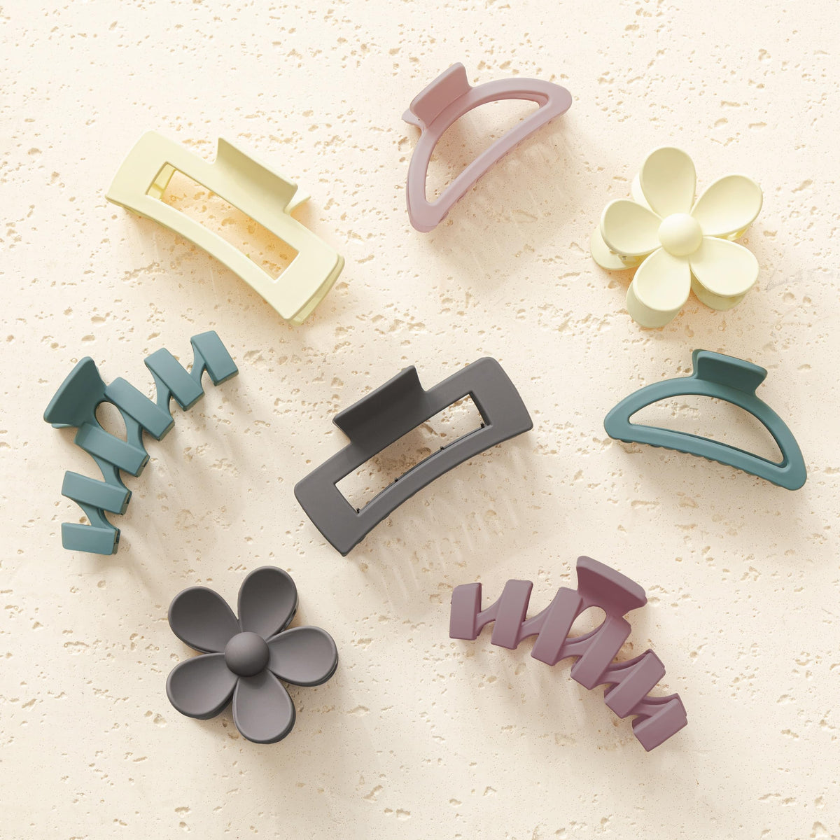 8PCS Hair Clips for Women, Flower Claw Clips for Thick Hair, Non-Slip Hair Accessories with Multi-Styles, Neutral Colors Hair Claw Clips and Variety Pack, Ideal for Girls