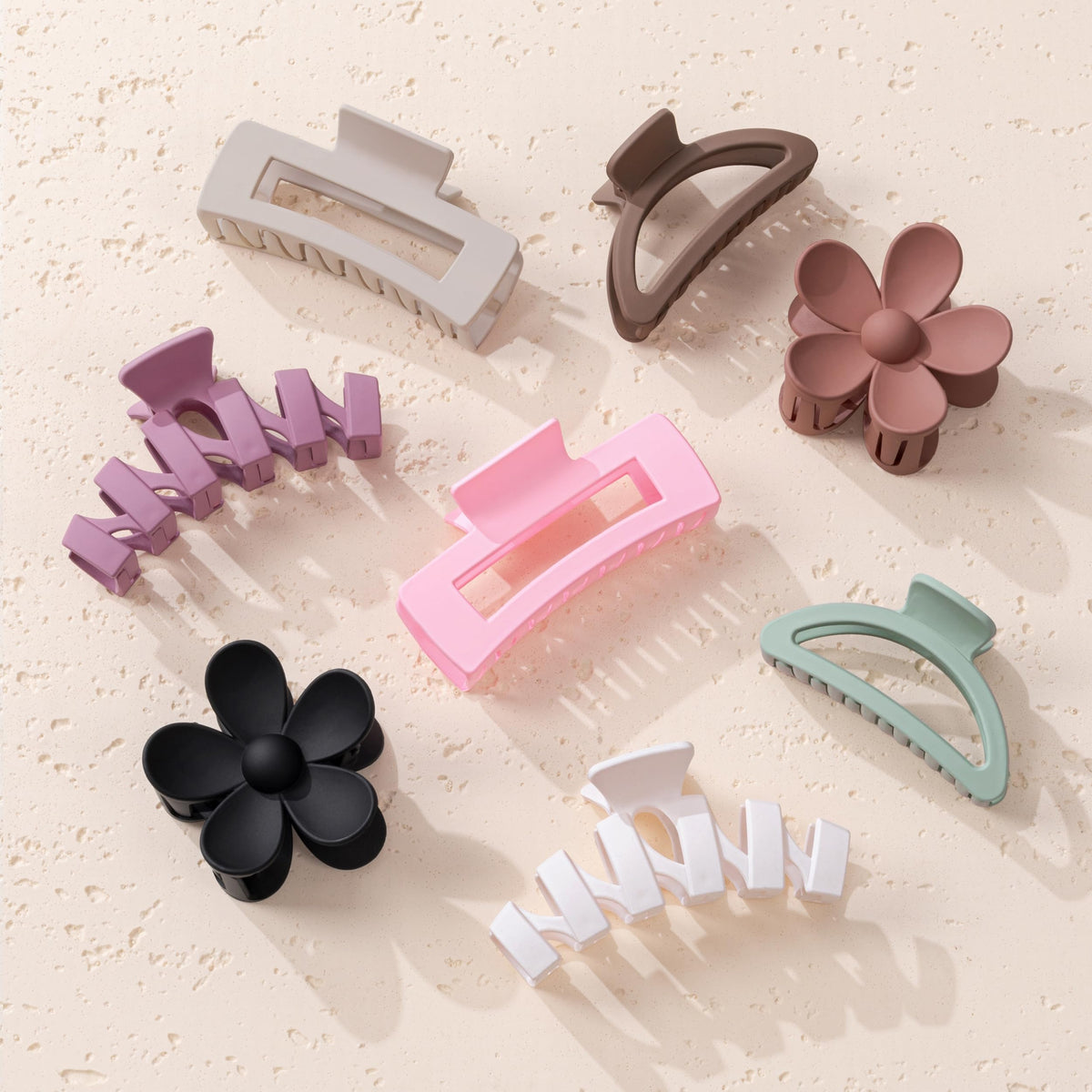 8PCS Hair Clips for Women, Flower Claw Clips for Thick Hair, Non-Slip Hair Accessories with Multi-Styles, Neutral Colors Hair Claw Clips and Variety Pack, Ideal for Girls