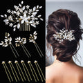 10 pcs Bride Hair Pins Rhinestone Bridal Hair Piece for Women Crystal Hair Accessories for Bride Bridesmaids Flower Girls(Silver Classic)